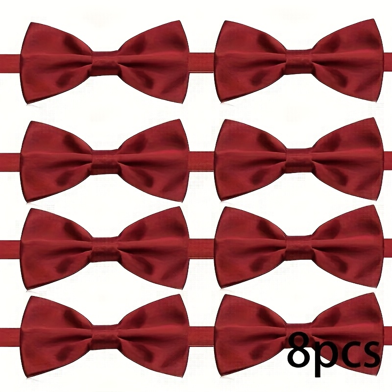 Men'S Formal Wear Bow Ties - โบว์ไทสำเร็จรูปสีแดงเบอร์กันดีสำหรับผู้ชาย 8 ชิ้น/12 ชิ้น ปรับขนาดได้ เหมาะสำหรับเจ้าบ่าว