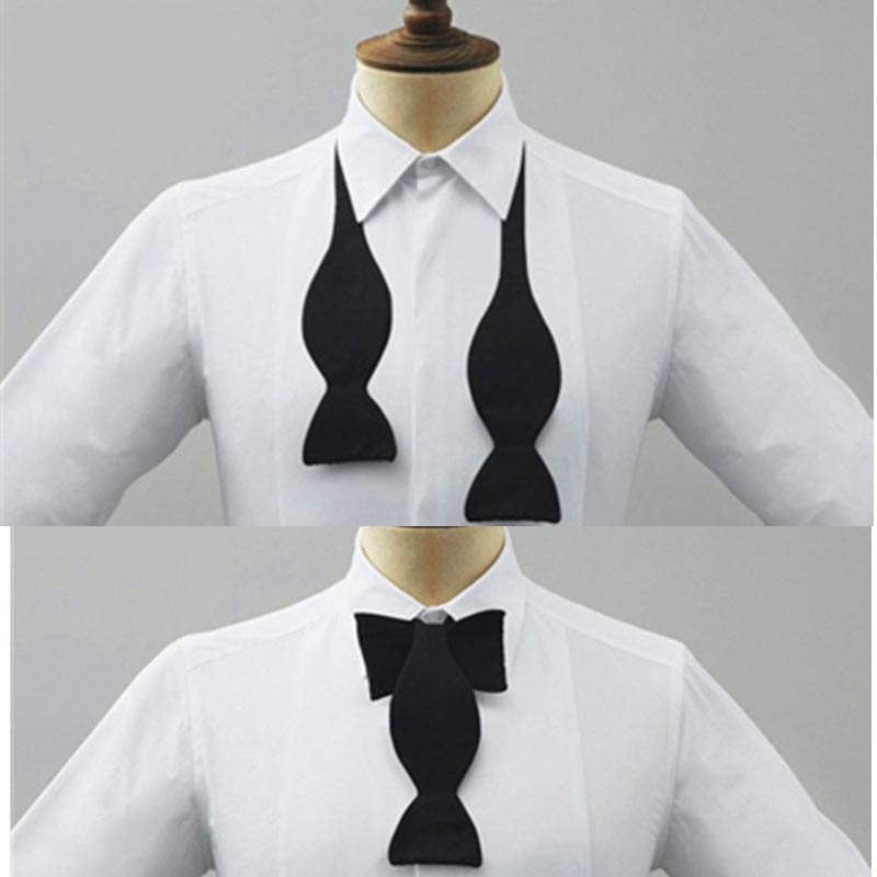 Men'S Formal Wear Bow Ties - โบว์ไทผูกสำเร็จรูปสำหรับผู้ชาย ปรับได้ สีดำ สีขาว สีพื้น เรียบหรู