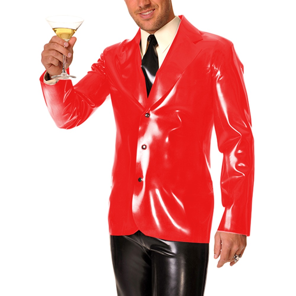Men Formal Wear Look - เสื้อโค้ทปกปกหนังไวนิล PVC แขนยาวสำหรับผู้ชาย, ชุดออกงานกลางคืน, เสื้อแจ็คเก็ตสไตล์ลาเท็กซ์สำหรับธุรกิจ, ชุดลำลอง,