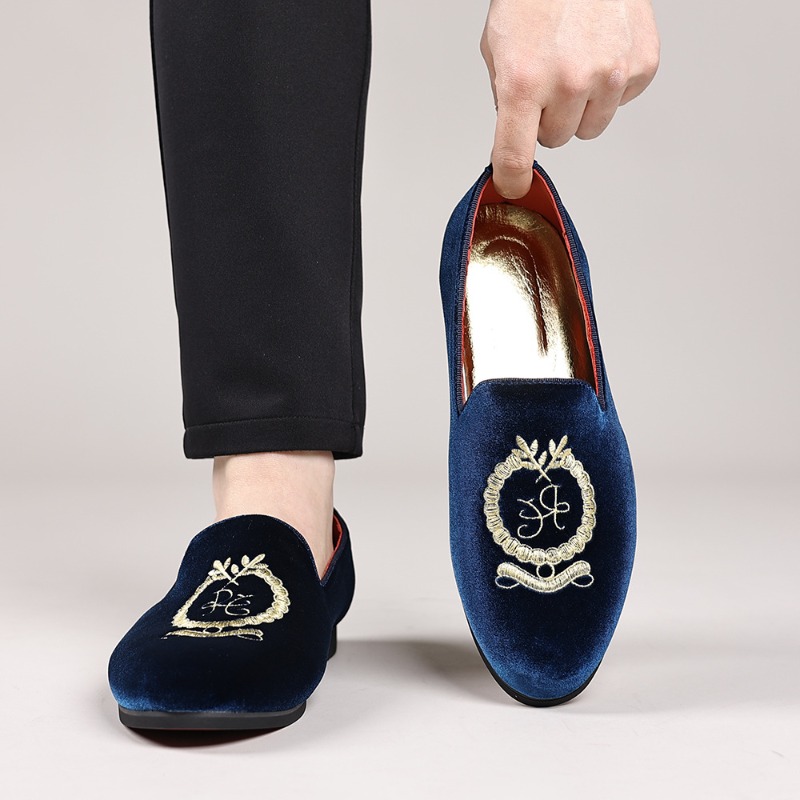 Men Formal Wear Shoes - Luxury Designer รองเท้าไม่มีส้นหนังนิ่มหนังเย็บปักถักร้อยรองเท้าชี้ Toe รองเท้ารองเท้าแต่งงานสําหรับชายรองเท้าแตะขนาดใหญ่