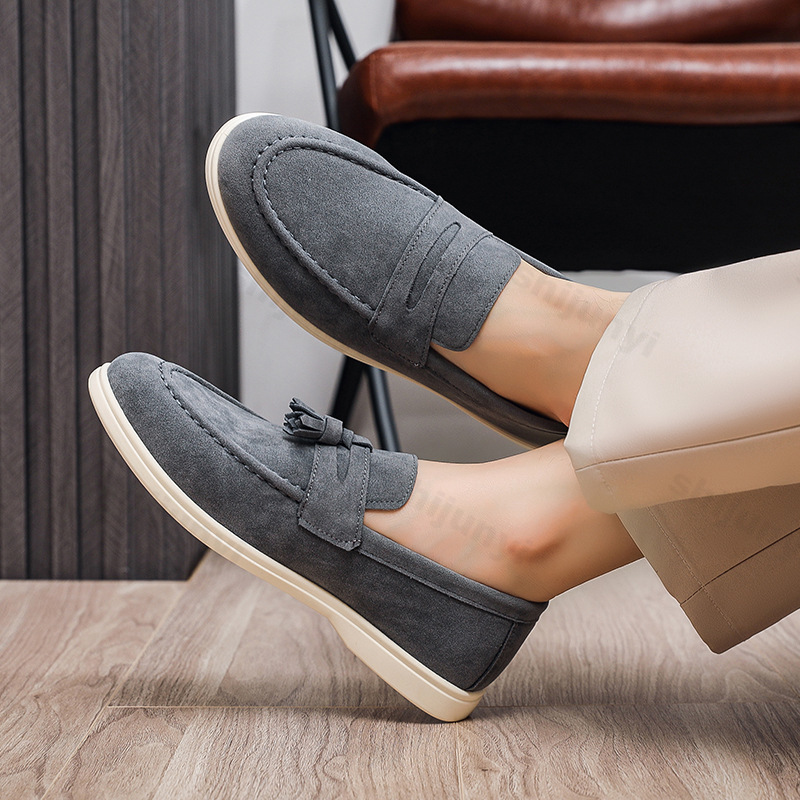 Men Formal Wear Shoes - รองเท้าโลฟเฟอร์ผู้ชายแบบสวม หนังกลับฟรอสต์ รุ่นปี 2025 สวมใส่สบาย ไม่ลื่น