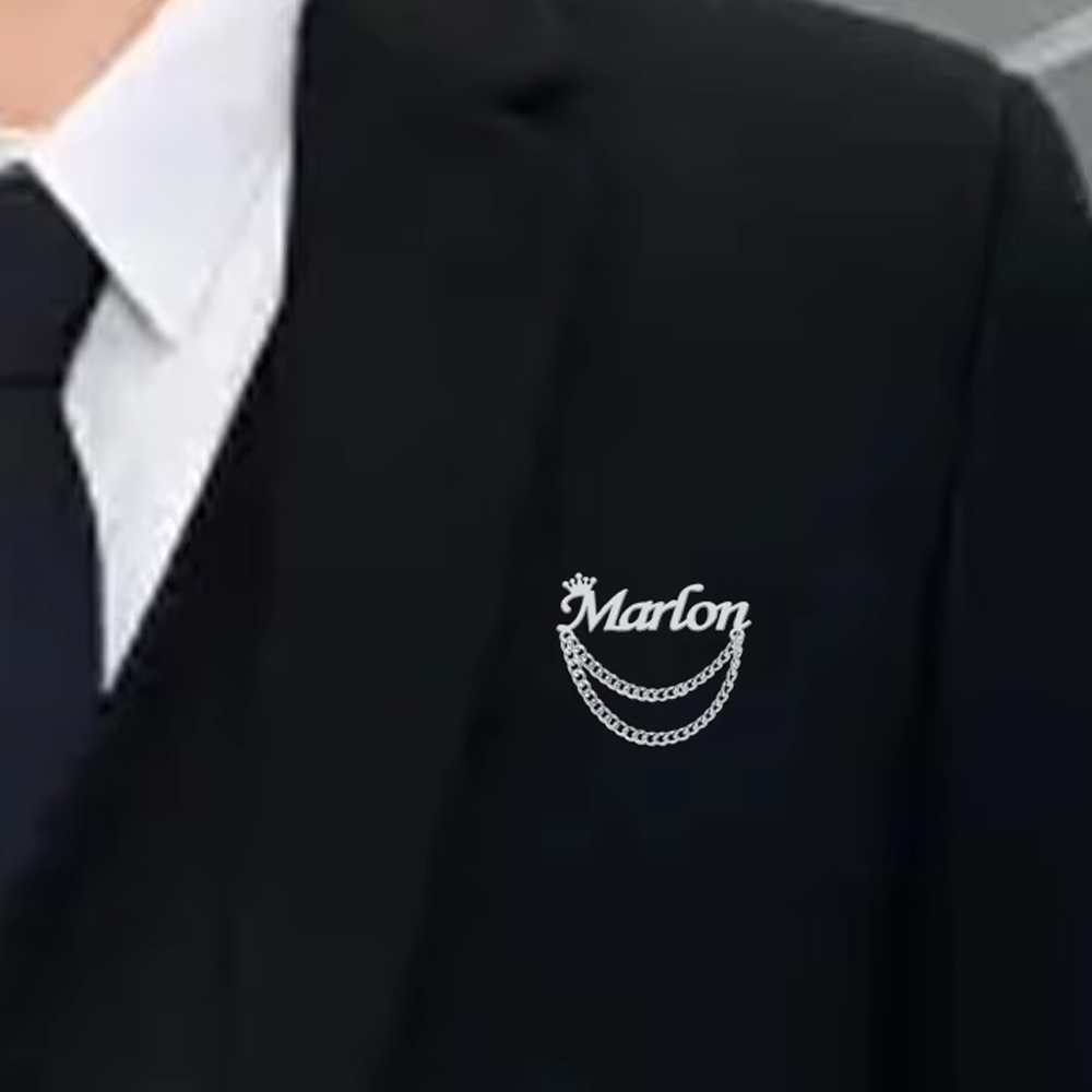 Tuxedo Lapel Pin - เข็มกลัดชื่อสั่งทำพิเศษ รูปมงกุฎ สแตนเลส เครื่องประดับแฟชั่น สำหรับผู้ชาย ผู้หญิง