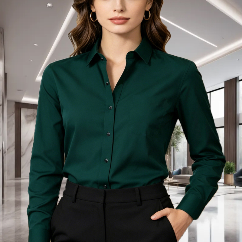Men Formal Office Wear Shirts - เสื้อเชิ้ตแขนยาวสีพื้นแบบยูนิเซ็กซ์ 1 ตัว ทรงเข้ารูป ไม่ต้องรีด ผ้ากันยับ