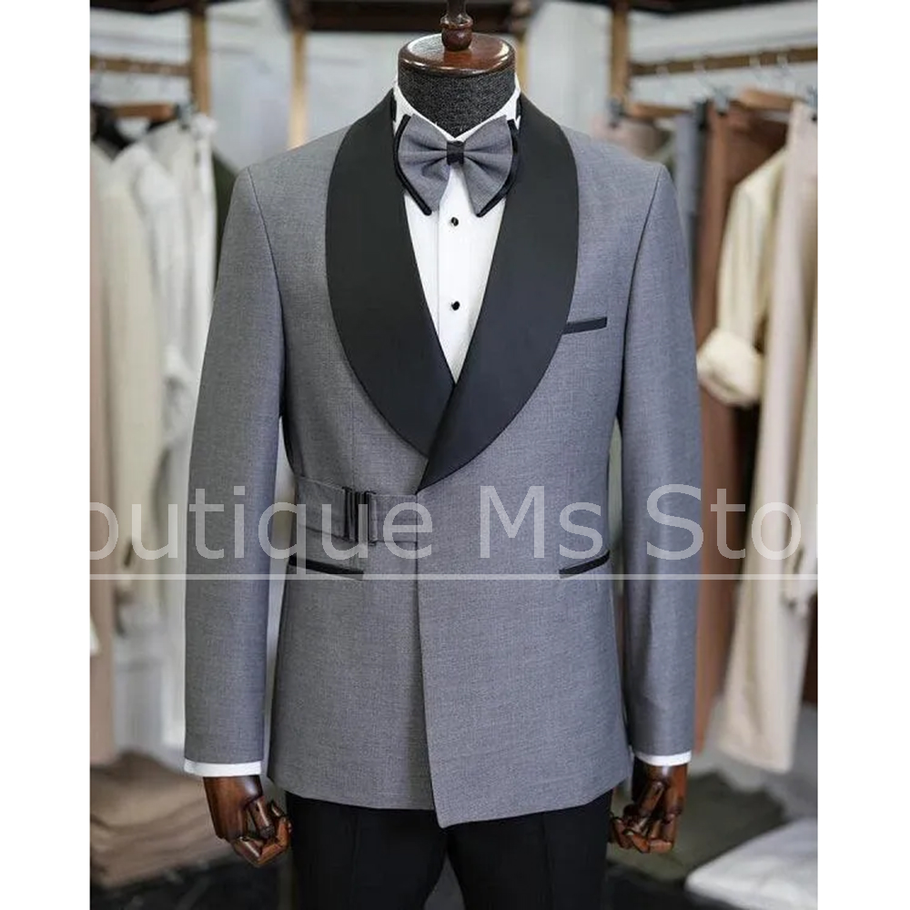 Men'S Formal Dinner Wear - ชุดสูทผู้ชายแฟชั่น ปกผ้าคลุมไหล่ ทรงเข้ารูป สำหรับงานแต่งงาน เจ้าบ่าว งานพรอม