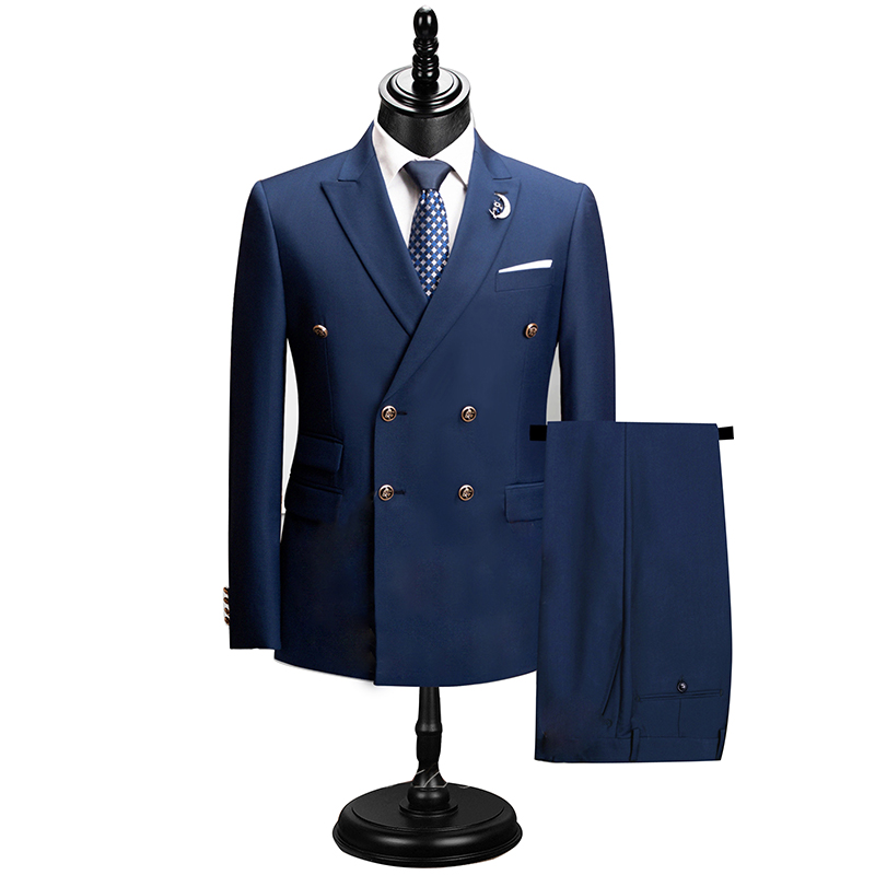 Men'S Formal Dinner Wear - ชุดสูทผู้ชายสีพื้นแบบกระดุมสองแถว 2 ชิ้น ปี 2026 ชุดสูทสำหรับงานทางการ
