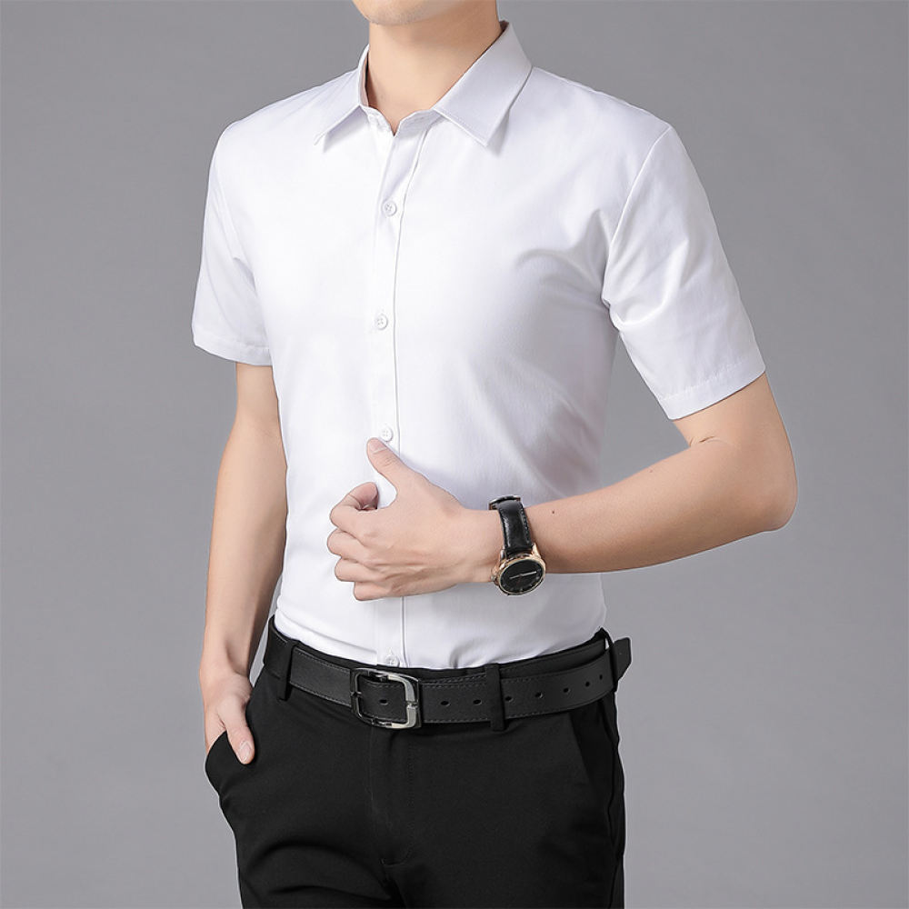 เสื้อเชิ้ตแขนสั้นผู้ชายทรงสลิม - Men Formal Office Wear Shirts บทวิจารณ์และราคา
