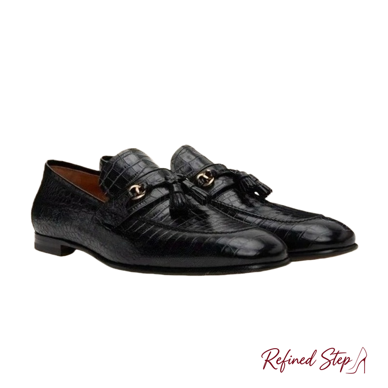 รองเท้าหนังลายหนังจระเข้สีดำตก - Men Formal Wear Shoes บทวิจารณ์และราคา