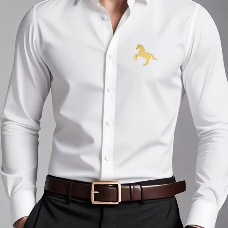 เสื้อเชิ้ตผู้ชายพิมพ์ลายโลโก้ม - Men Formal Office Wear Shirts บทวิจารณ์และราคา