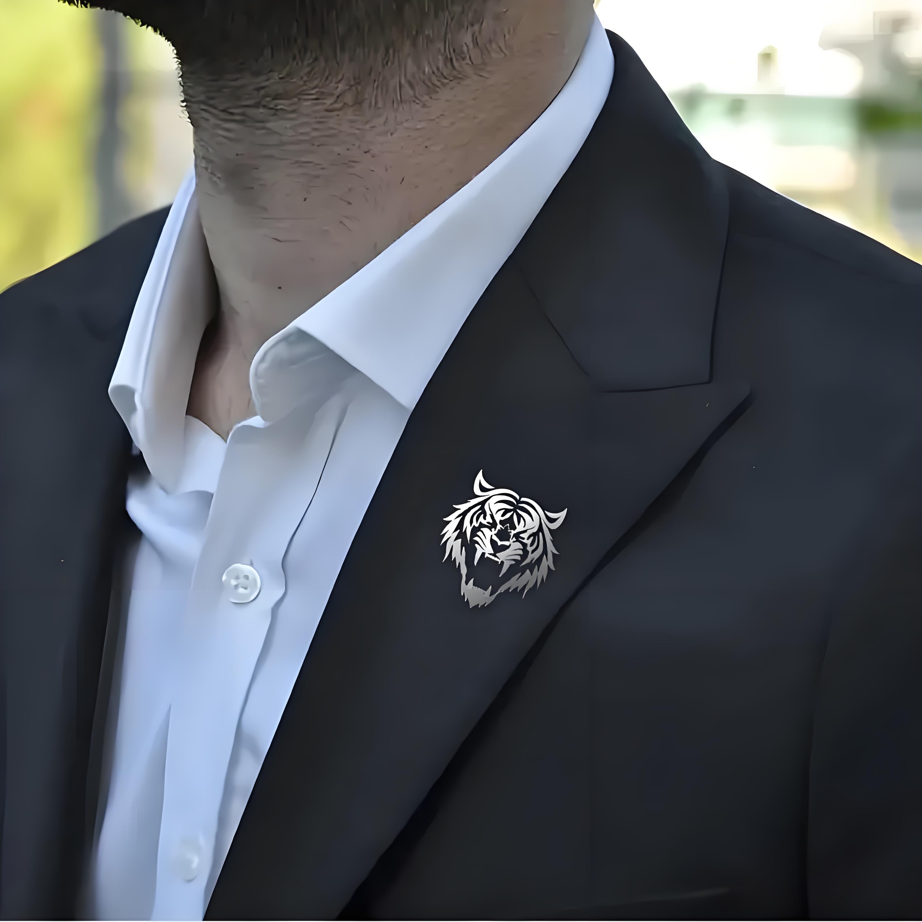 ผู้ชายสแตนเลส Tiger HEAD Lapel - Tuxedo Lapel Pin บทวิจารณ์และราคา