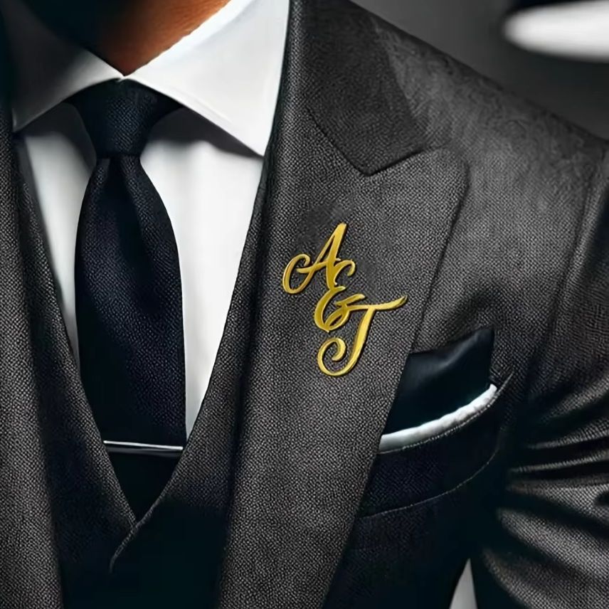 Custom Monogramชื่อเริ่มต้นสแต - Tuxedo Lapel Pin บทวิจารณ์และราคา