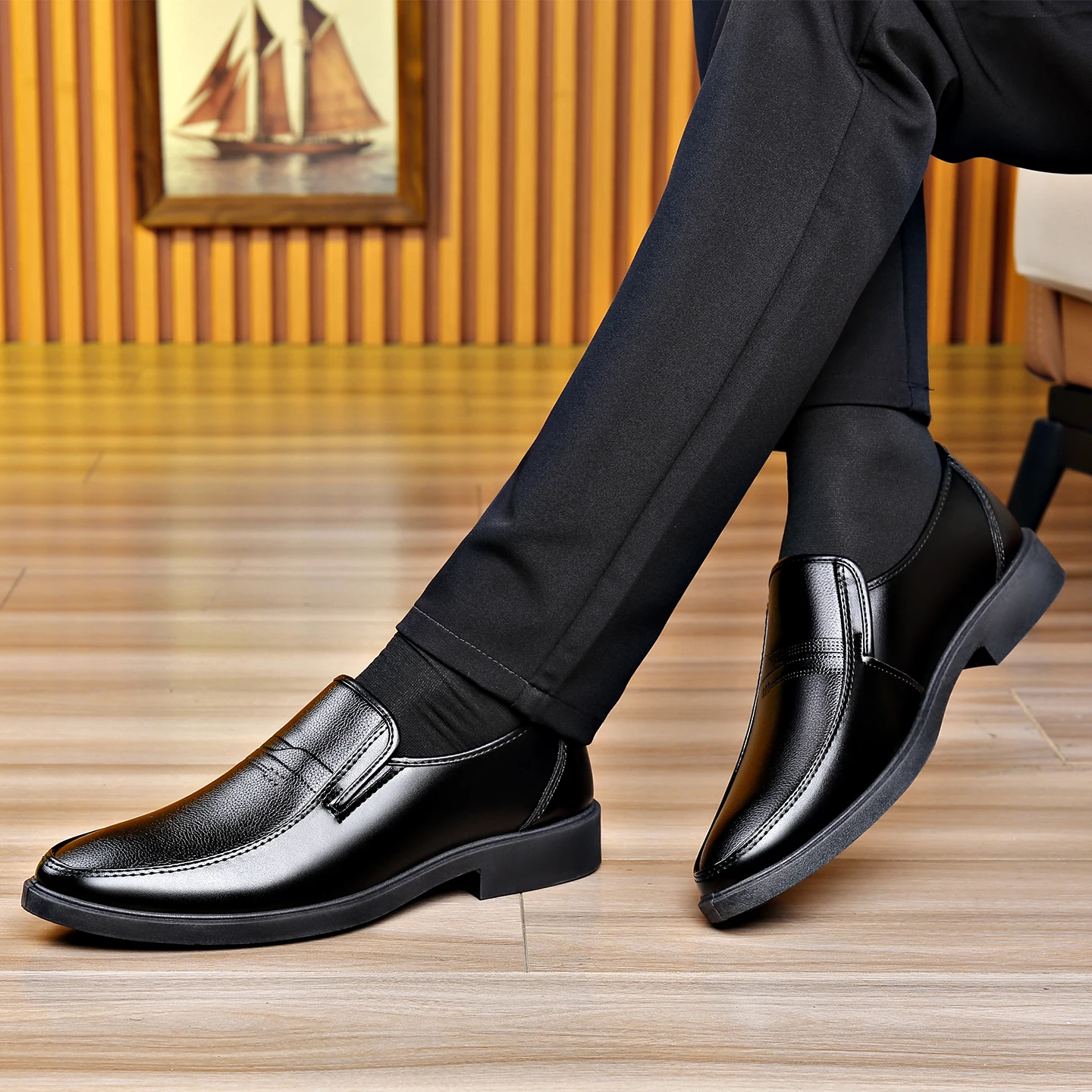รองเท้าหนังผู้ชายแบบสวมสำหรับธ - Men'S Formal Wear For Office บทวิจารณ์และราคา